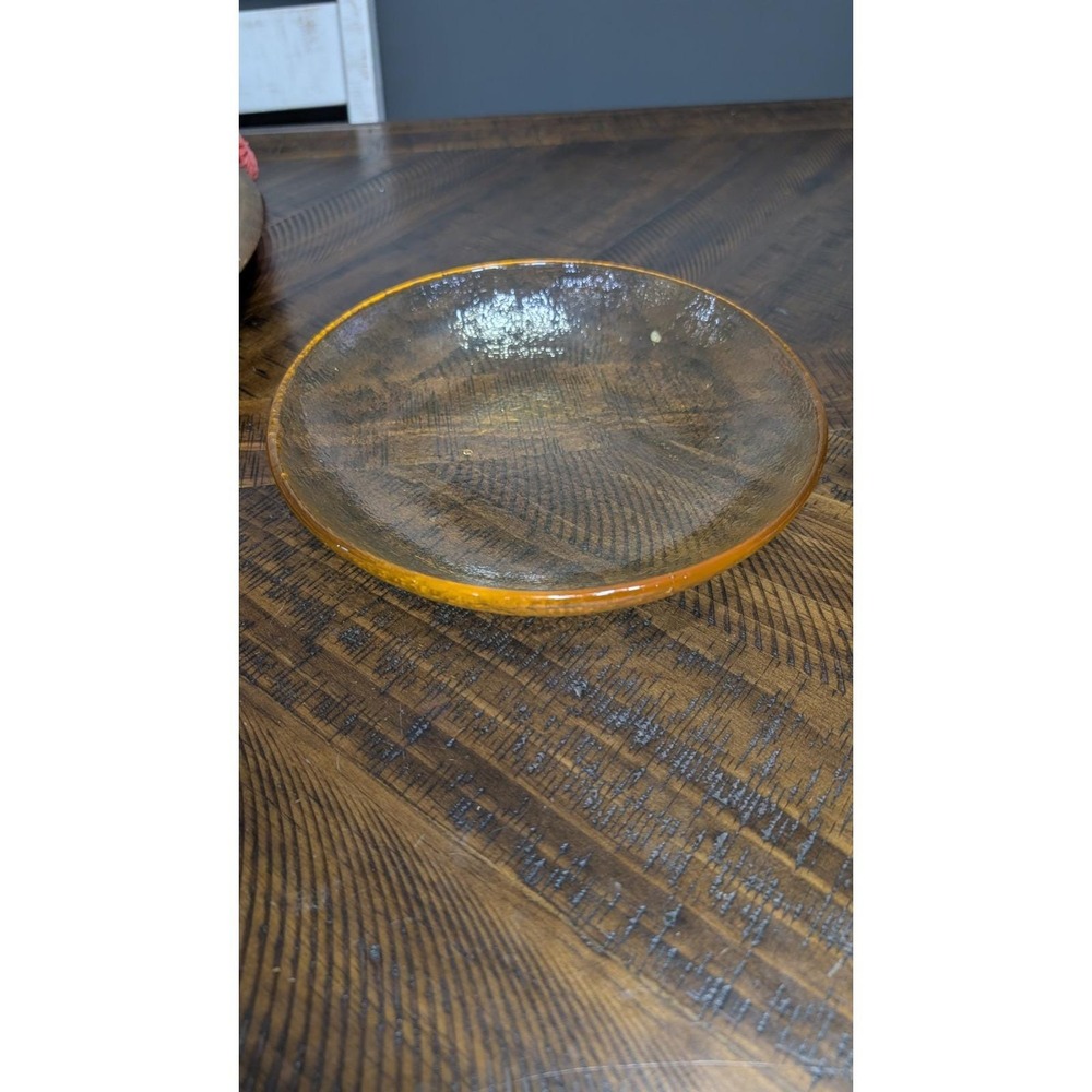 Fire and Light Pasta Bowl Shallow Dish 9" Citrus Orange Recycled Art Glass - Picture 2 of 11